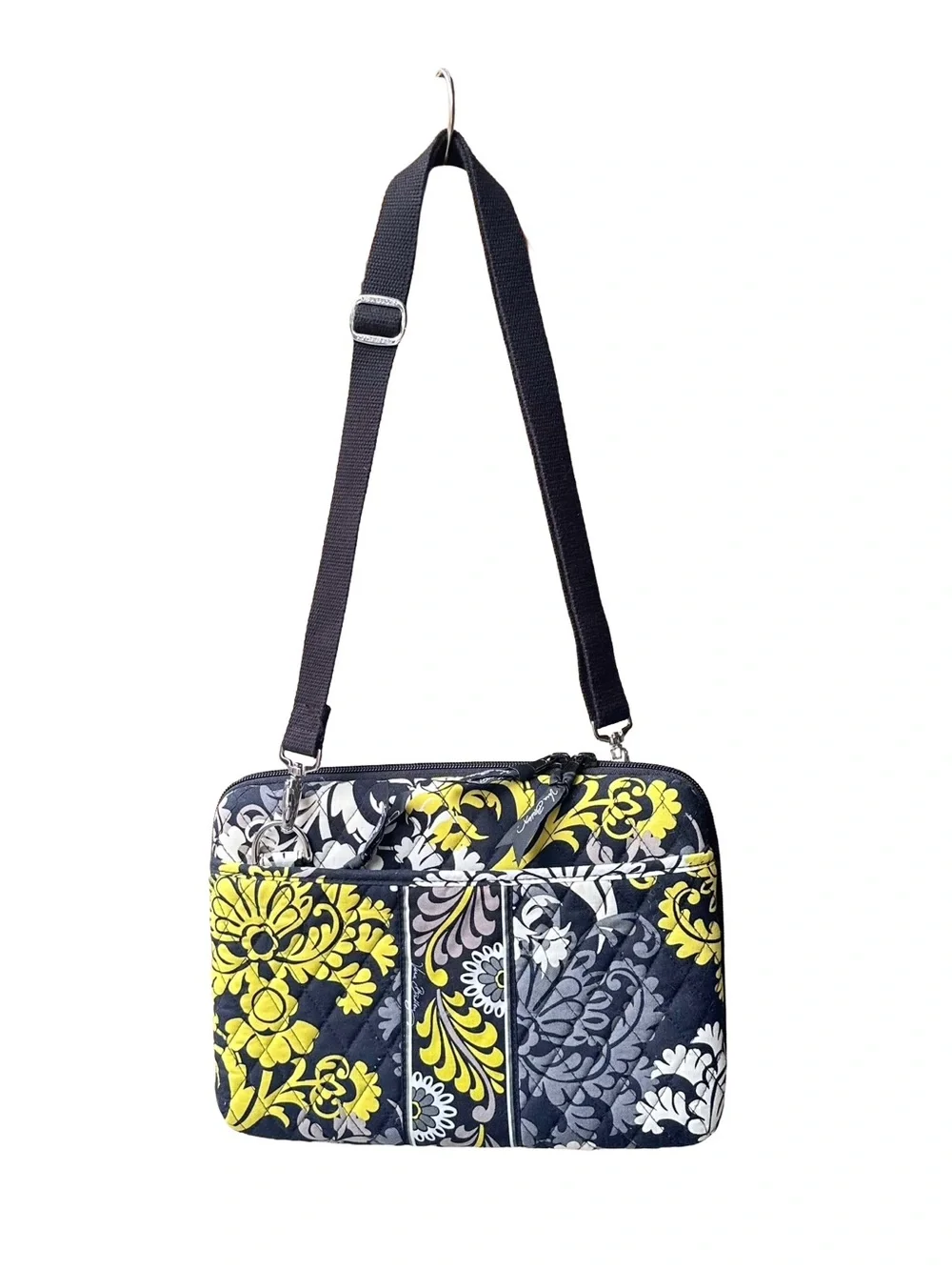 Vera Baroque Hardshell iPad Laptop Bag Black Grey White Yellow Chartreuse 12 x 9